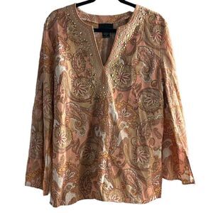 Cynthia Rowley Blouse with Pink and Gold Paisley